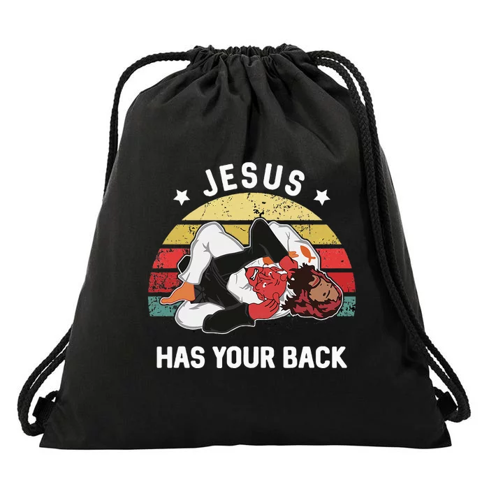 Jesus Has Your Back Jiu Jitsu Christian Drawstring Bag