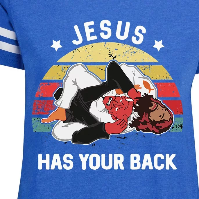 Jesus Has Your Back Jiu Jitsu Christian Enza Ladies Jersey Football T-Shirt