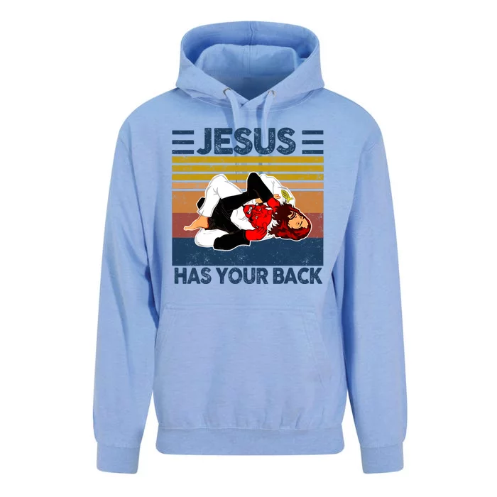 Jesus Has Your Back Vintage JIU JITSU Funny Satan Finished Unisex Surf Hoodie