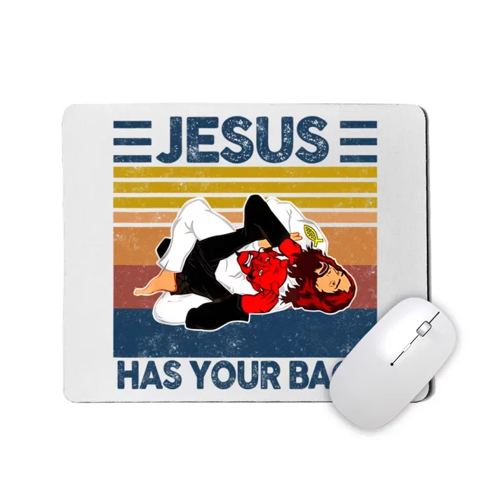 Jesus Has Your Back Vintage JIU JITSU Funny Satan Finished Mousepad