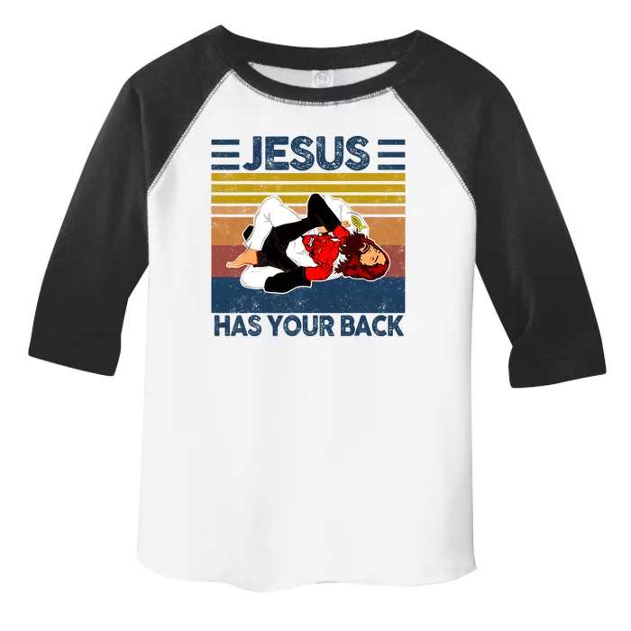 Jesus Has Your Back Vintage JIU JITSU Funny Satan Finished Toddler Fine Jersey T-Shirt