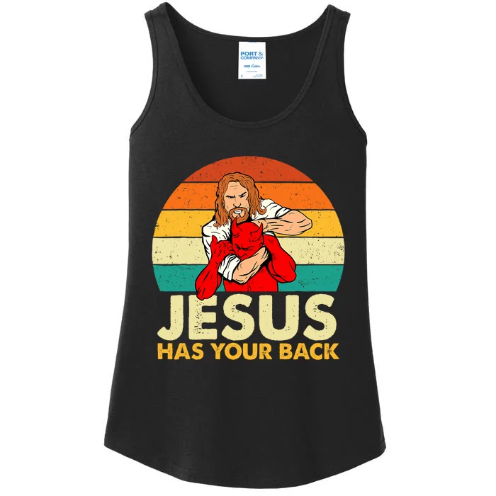 Jesus Has Your Back Christian Believer Faith Religious Ladies Essential Tank