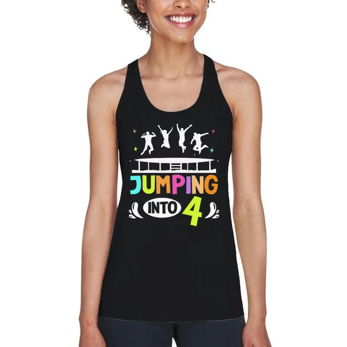 Jumping Into 4 Year Old Birthday Trampoline Jumping Women's Racerback Tank