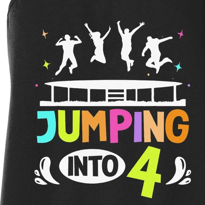 Jumping Into 4 Year Old Birthday Trampoline Jumping Women's Racerback Tank