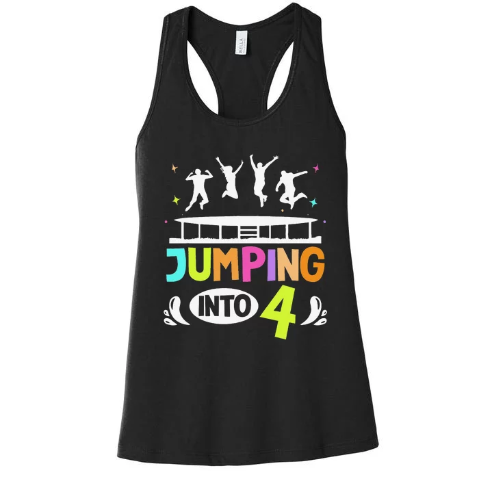 Jumping Into 4 Year Old Birthday Trampoline Jumping Women's Racerback Tank