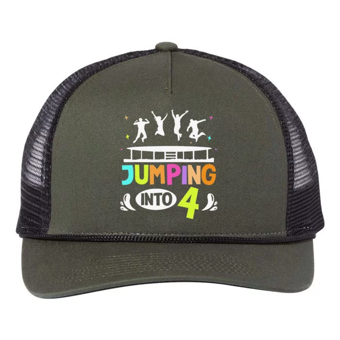 Jumping Into 4 Year Old Birthday Trampoline Jumping Retro Rope Trucker Hat Cap