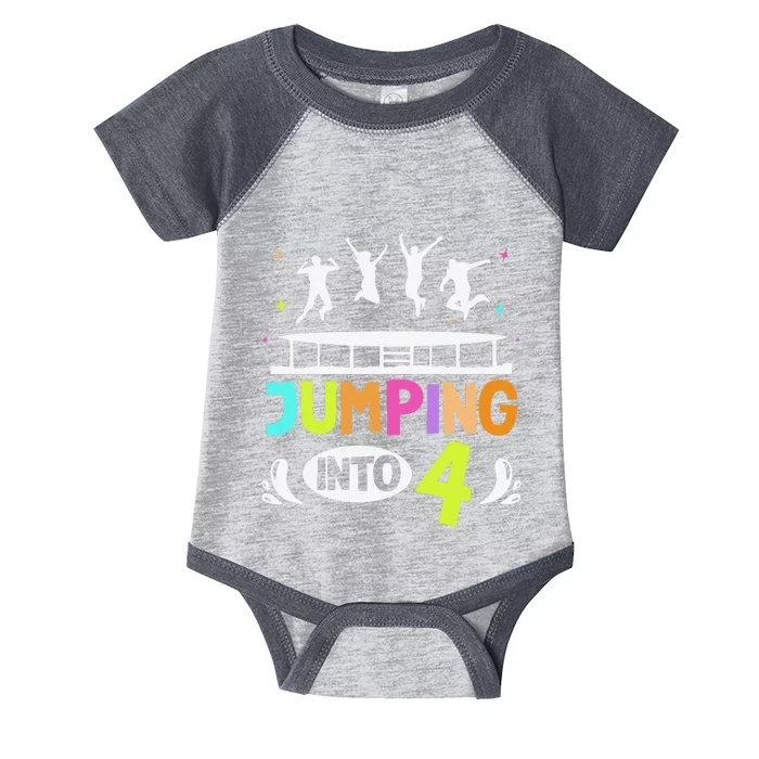 Jumping Into 4 Year Old Birthday Trampoline Jumping Infant Baby Jersey Bodysuit