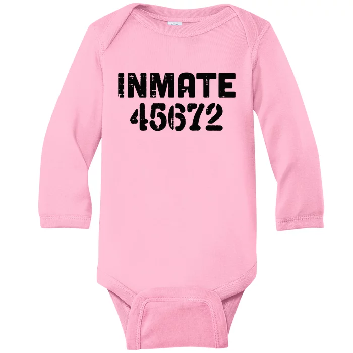 Jail Inmate 45672 Funny Prisoner Halloween Prison Baby Long Sleeve Bodysuit