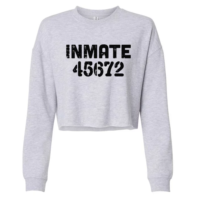 Jail Inmate 45672 Funny Prisoner Halloween Prison Funny Funny Cropped Pullover Crew