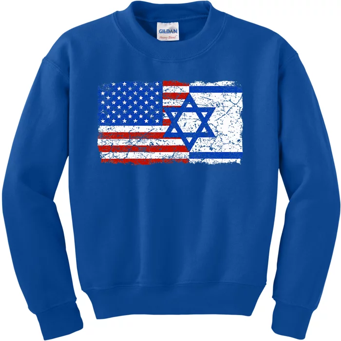 Jewish Israeli American Jew Flag Israel America USA Kids Sweatshirt