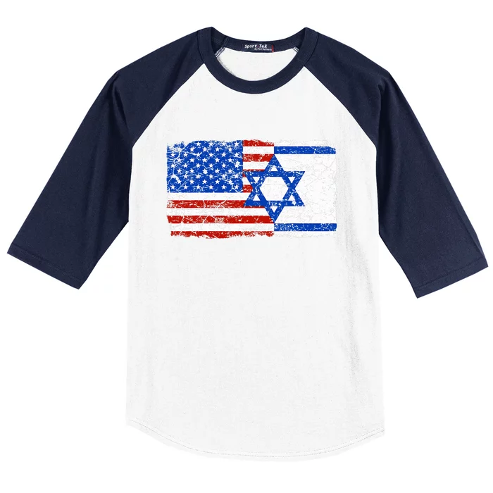 Jewish Israeli American Jew Flag Israel America USA Baseball Sleeve Shirt