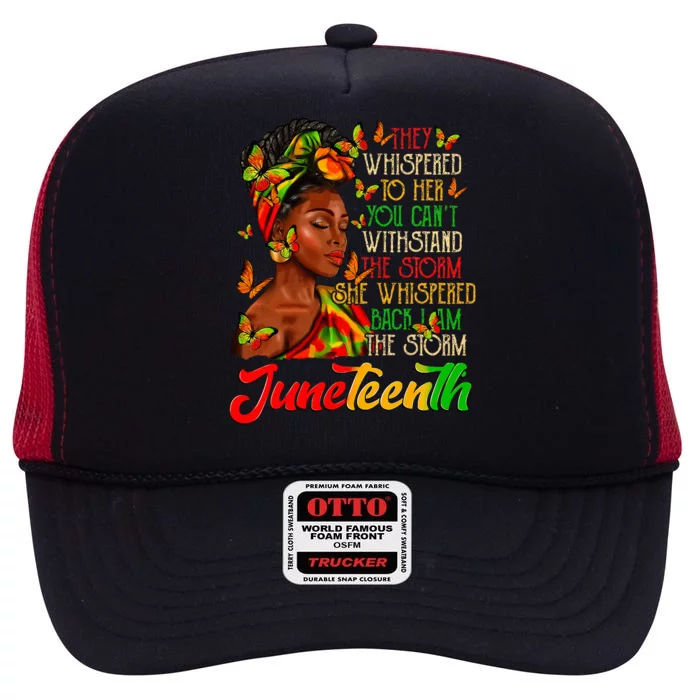 Juneteenth I Am The Storm Black Women Black History Month High Crown Mesh Trucker Hat