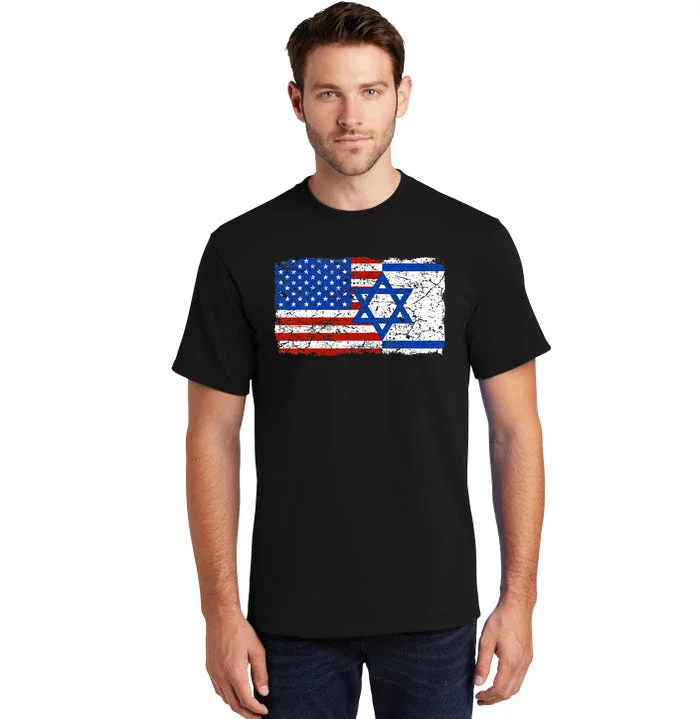 Jewish Israeli American Jew Flag Israel America USA Tall T-Shirt