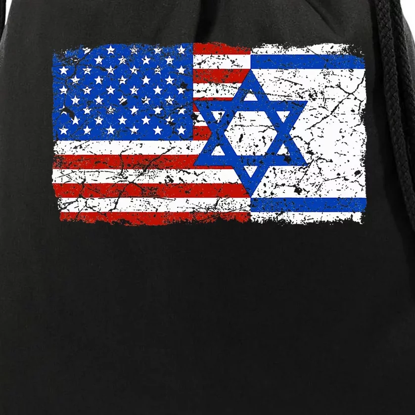 Jewish Israeli American Jew Flag Israel America USA Drawstring Bag