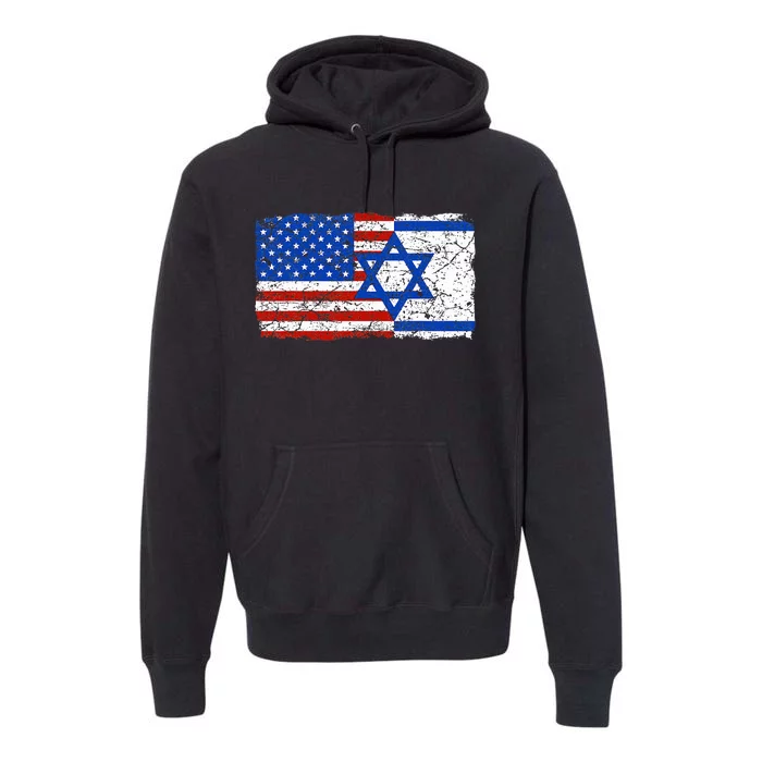 Jewish Israeli American Jew Flag Israel America USA Premium Hoodie