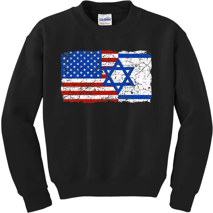 Jewish Israeli American Jew Flag Israel America USA Kids Sweatshirt