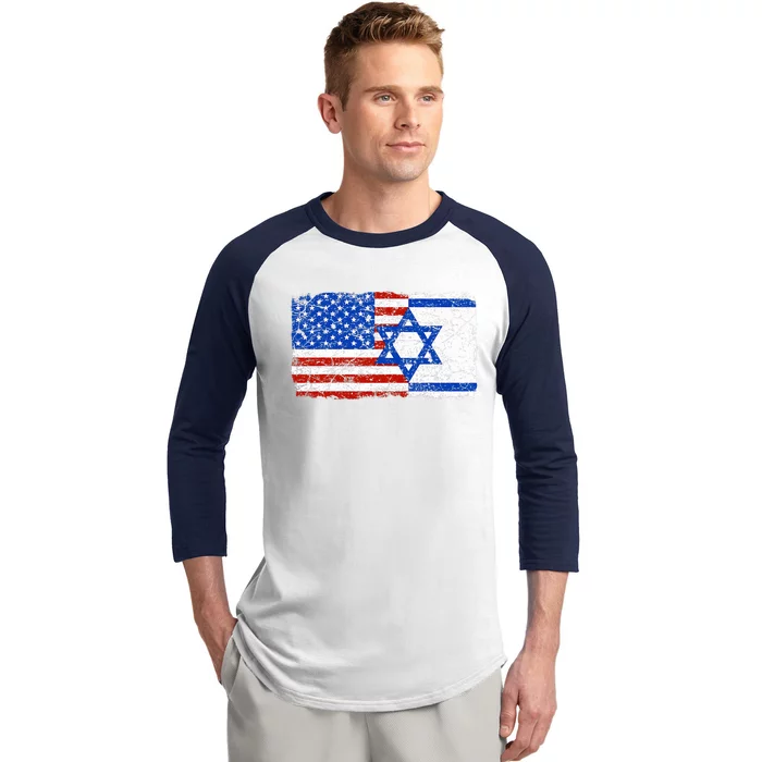 Jewish Israeli American Jew Flag Israel America USA Baseball Sleeve Shirt