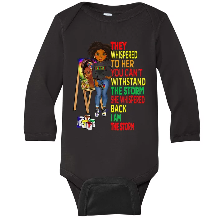 Juneteenth I Am The Storm Black Melanin Baby Long Sleeve Bodysuit