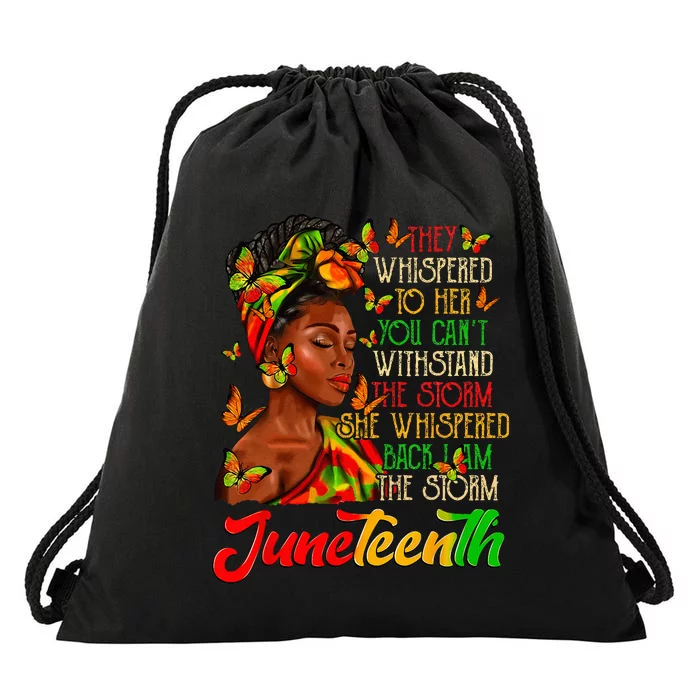 Juneteenth I am The Storm Black  Black History Month Drawstring Bag