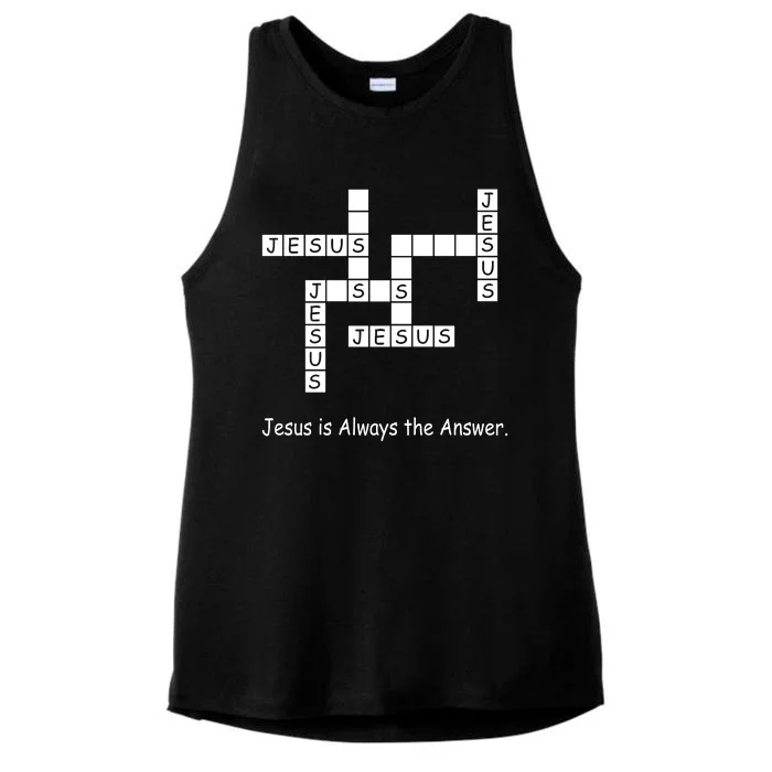 Jesus Is Always The Answer Christianity Crossword Ladies Tri-Blend Wicking Tank