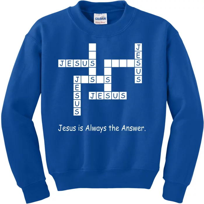 Jesus Is Always The Answer Christianity Crossword Kids Sweatshirt