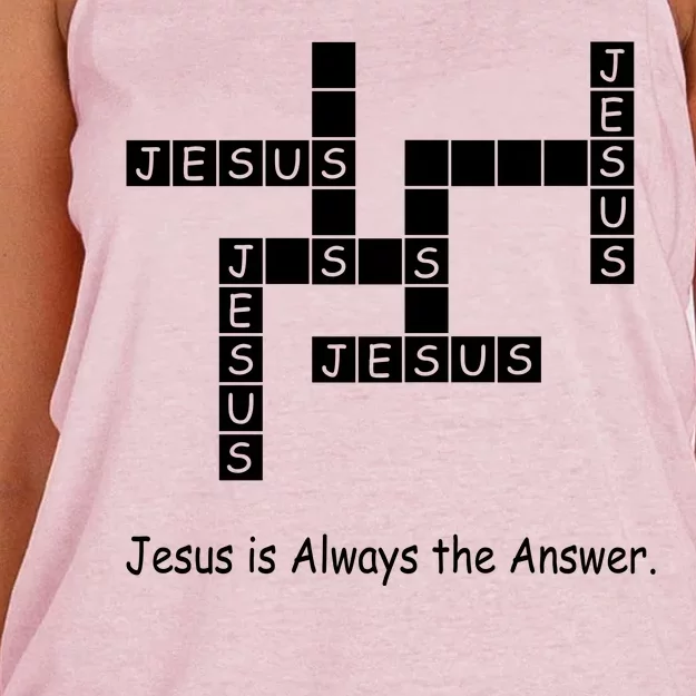 Jesus Is Always The Answer Christianity Crossword Women's Knotted Racerback Tank