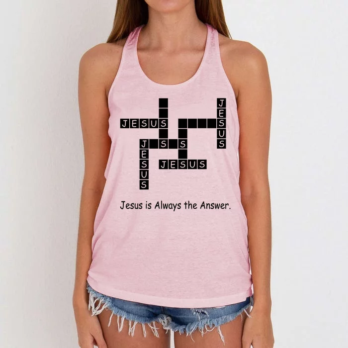 Jesus Is Always The Answer Christianity Crossword Women's Knotted Racerback Tank