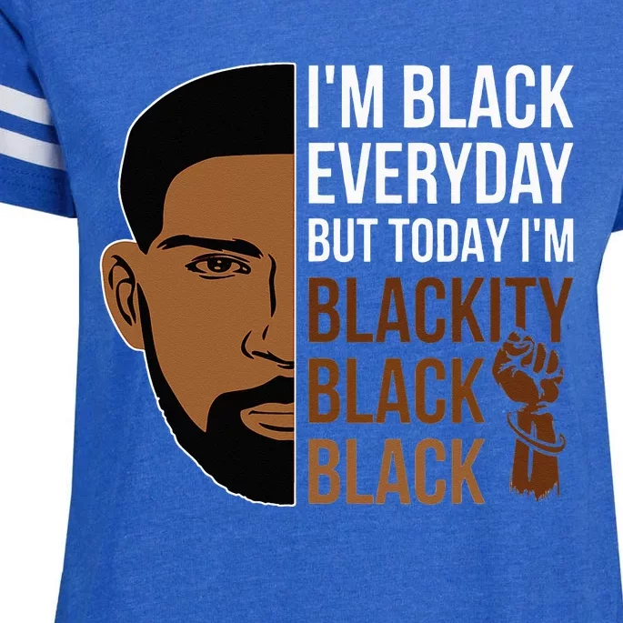 Juneteenth I'm Blackity Black Man African American History Enza Ladies Jersey Football T-Shirt