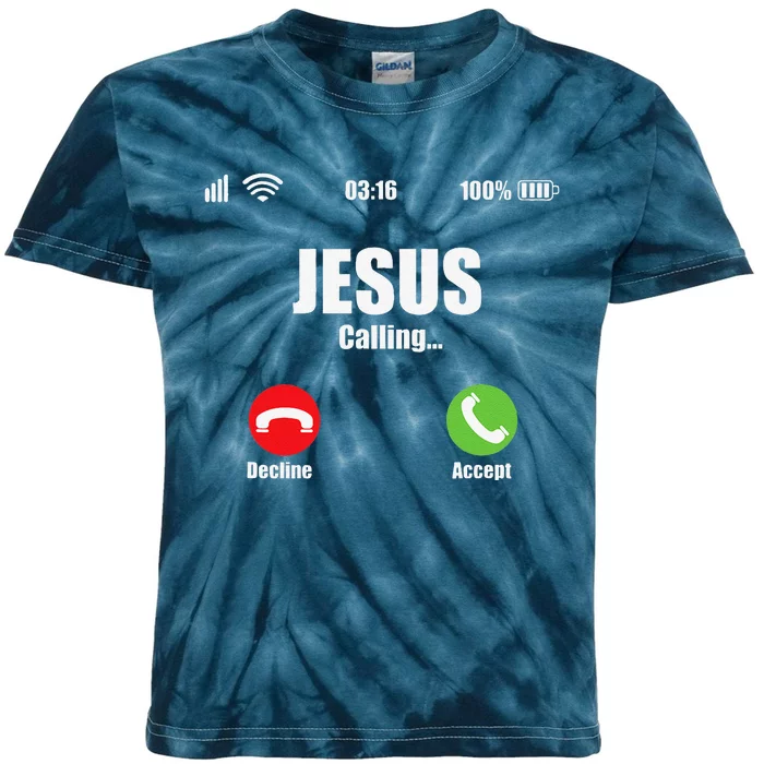 Jesus Is Calling Christian Cross Modern Believe Kids Tie-Dye T-Shirt