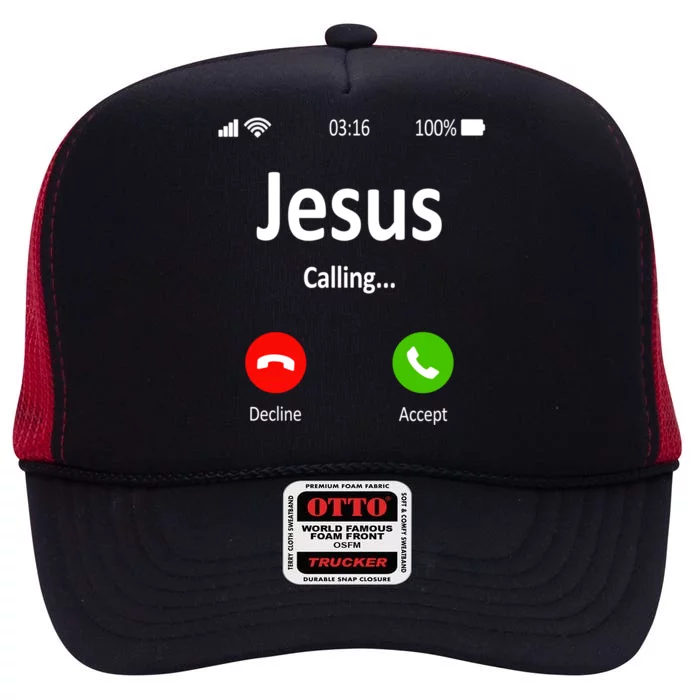 Jesus Is Calling Christian Gift High Crown Mesh Trucker Hat