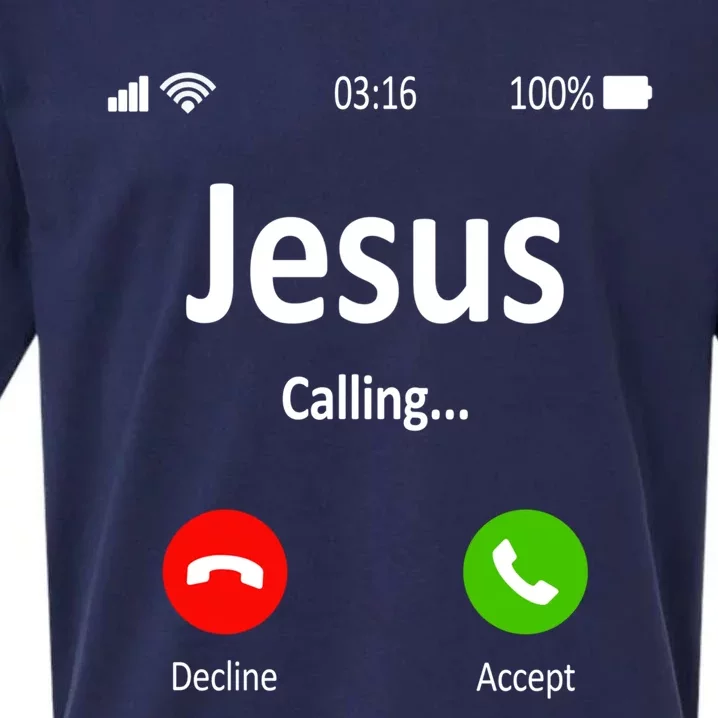 Jesus Is Calling Christian Gift Sueded Cloud Jersey T-Shirt