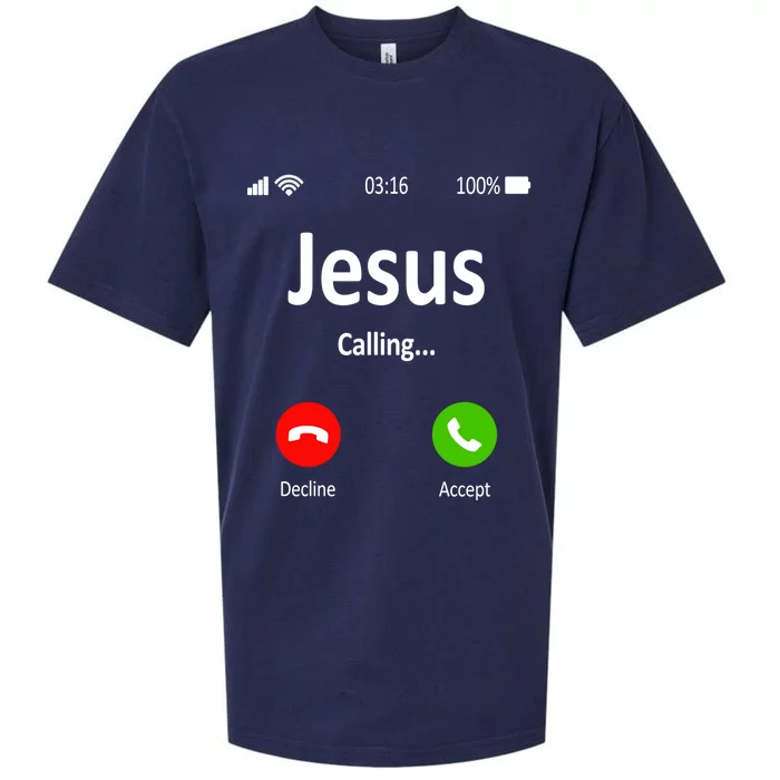 Jesus Is Calling Christian Gift Sueded Cloud Jersey T-Shirt