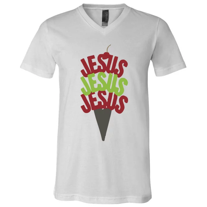 Jesus Ice Cream V-Neck T-Shirt