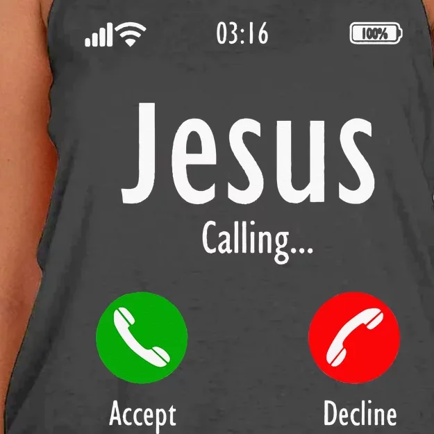 Jesus Is Calling Christian T Women's Knotted Racerback Tank