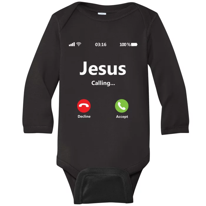 Jesus Is Calling Christian T Christmas Xmas Baby Long Sleeve Bodysuit