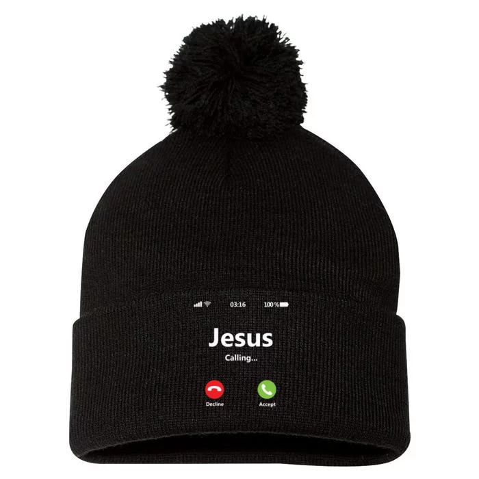 Jesus Is Calling Christian T Christmas Xmas Pom Pom 12in Knit Beanie