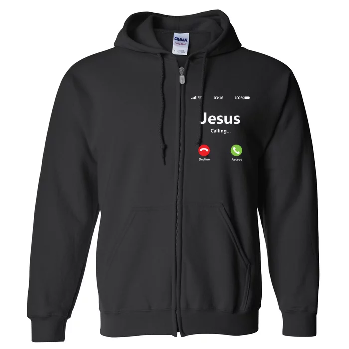 Jesus Is Calling Christian T Christmas Xmas Full Zip Hoodie