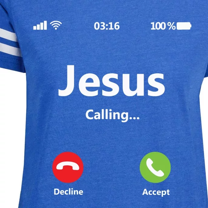 Jesus Is Calling Christian T Christmas Xmas Enza Ladies Jersey Football T-Shirt