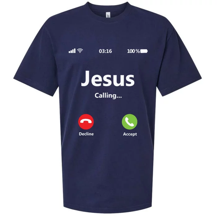 Jesus Is Calling Christian T Christmas Xmas Sueded Cloud Jersey T-Shirt