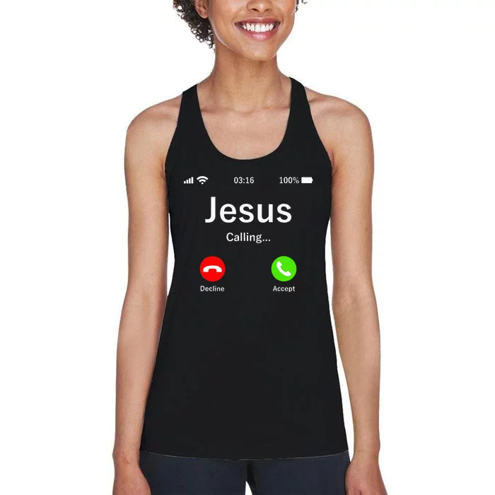 Jesus Is Calling Christian Women's Racerback Tank