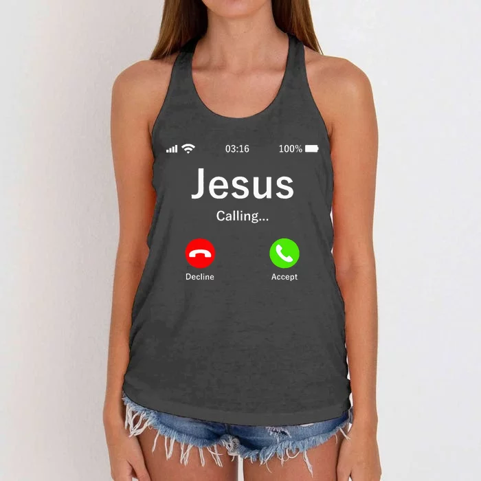 Jesus Is Calling Christian Women's Knotted Racerback Tank