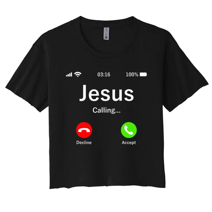 Jesus Is Calling Christian Women's Crop Top Tee