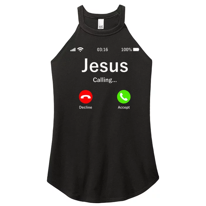 Jesus Is Calling Christian Women’s Perfect Tri Rocker Tank