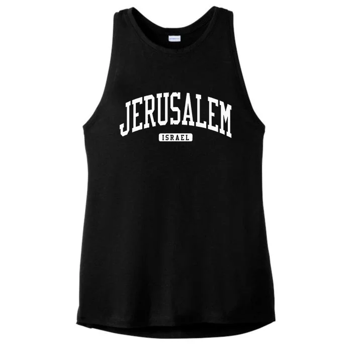 Jerusalem Israel College University Style Ladies Tri-Blend Wicking Tank