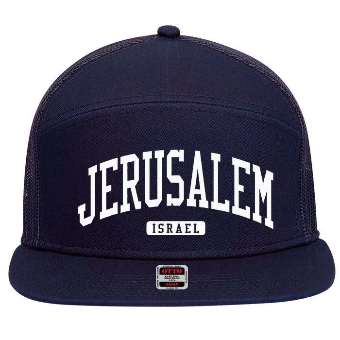 Jerusalem Israel College University Style 7 Panel Mesh Trucker Snapback Hat