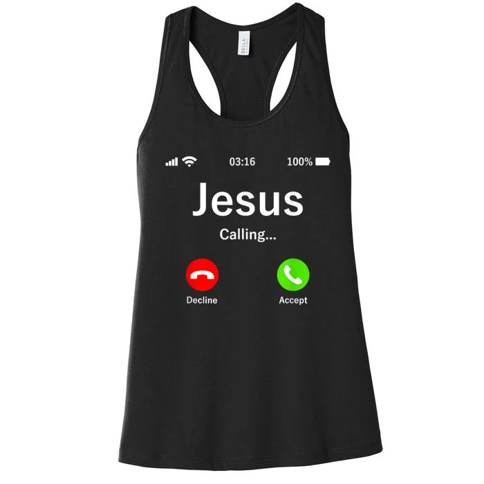 Jesus Is Calling Christian Women's Racerback Tank