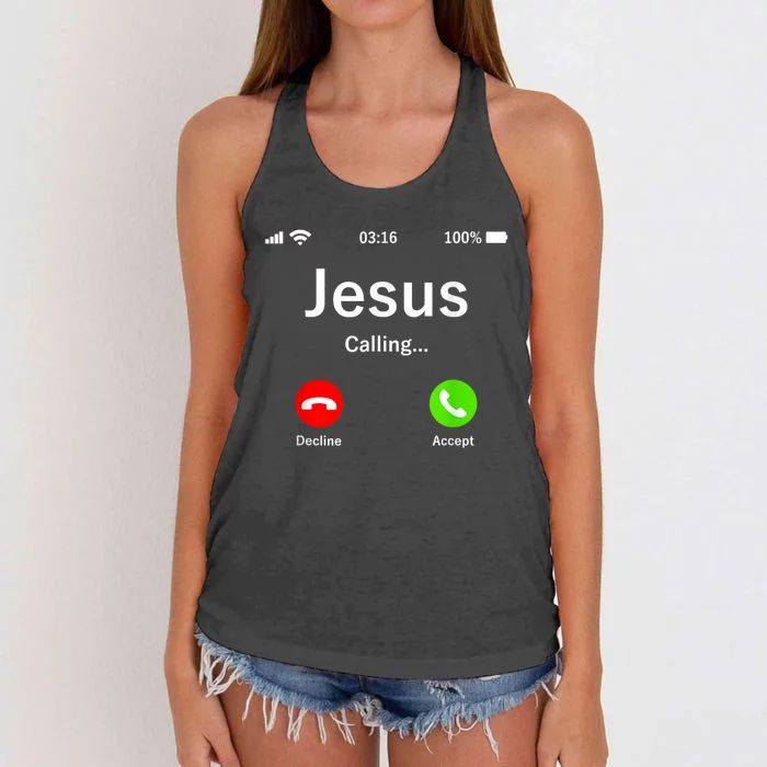 Jesus Is Calling Christian Women's Knotted Racerback Tank