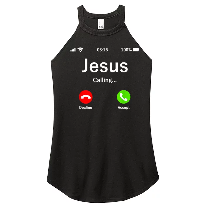 Jesus Is Calling Christian Women’s Perfect Tri Rocker Tank