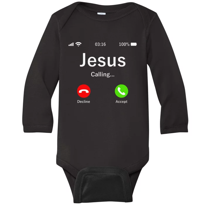 Jesus Is Calling Christian Baby Long Sleeve Bodysuit