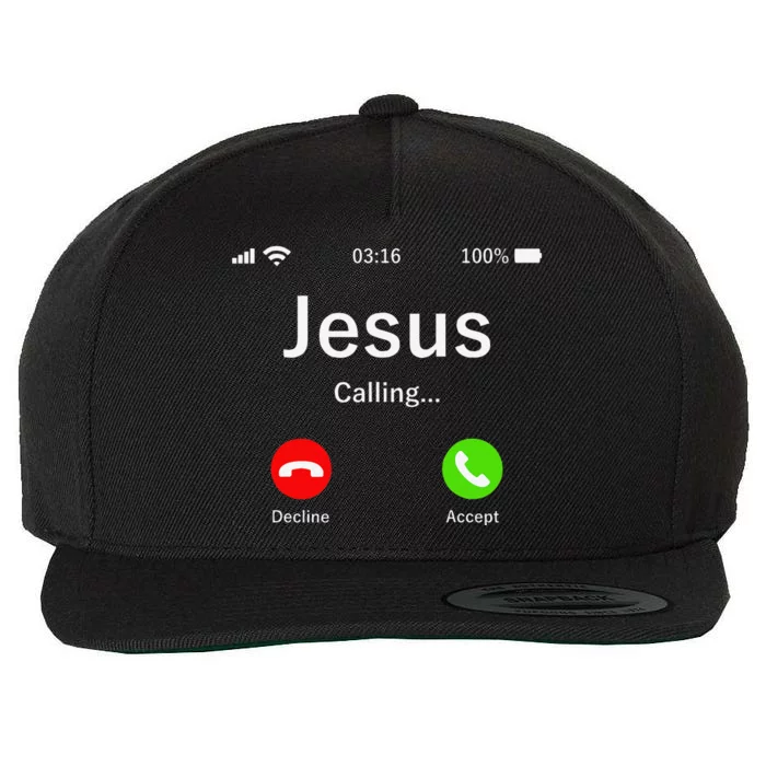 Jesus Is Calling Christian Wool Snapback Cap